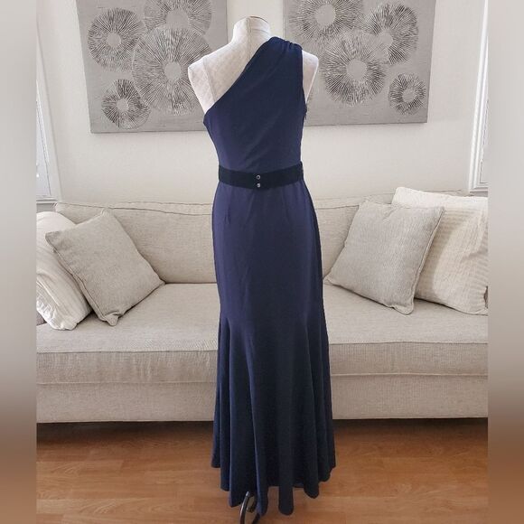 Eliza J Belted One Shoulder Fit & Flare Gown - size 8 in Blue - Picture 8 of 15